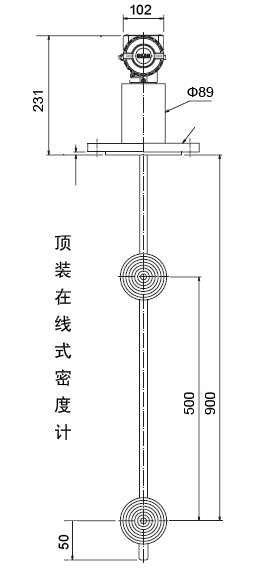 智能在線密度計外形安裝尺寸圖