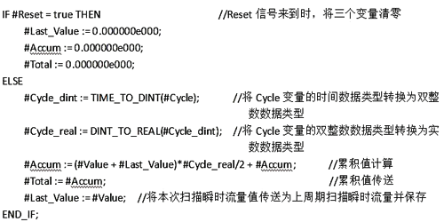 PLC實現流量積算的程序