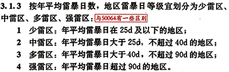 地區(qū)雷暴日等級(jí)劃分