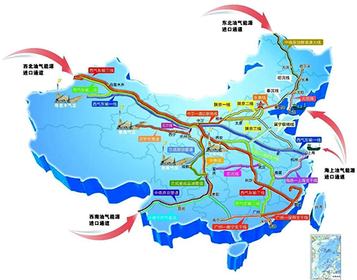 我國境外油氣能源進口通道路線圖