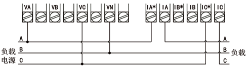 采用無PT，無CT方式的電能質量分析儀接線圖